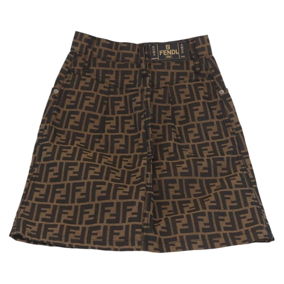 FENDI Zucca Canvas Skirt Black Brown Auth 185019A