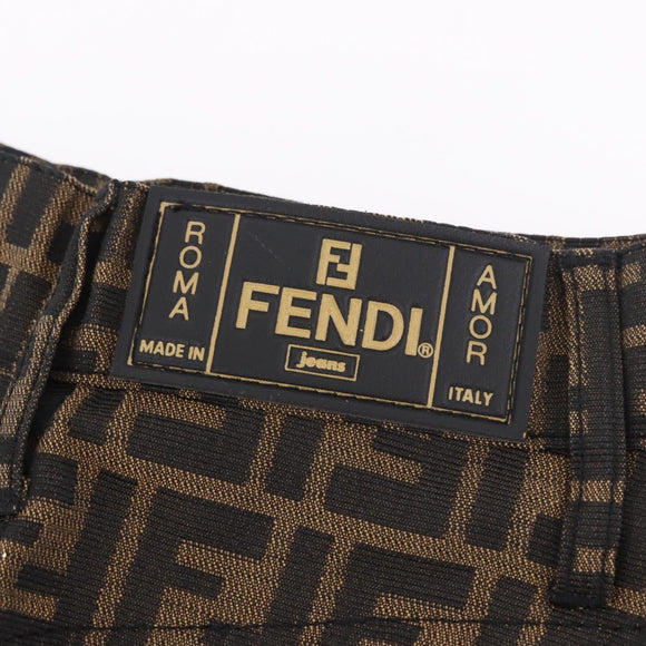 FENDI Zucca Canvas Skirt Black Brown Auth 185019A