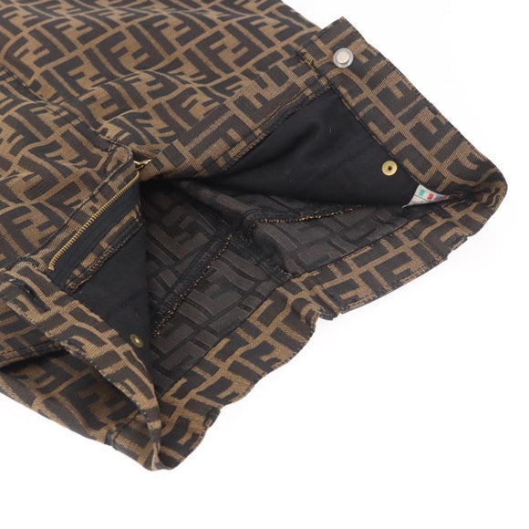FENDI Zucca Canvas Skirt Black Brown Auth 185019A