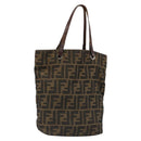 FENDI Zucca Canvas Hand Bag Black Brown Auth 185020-1