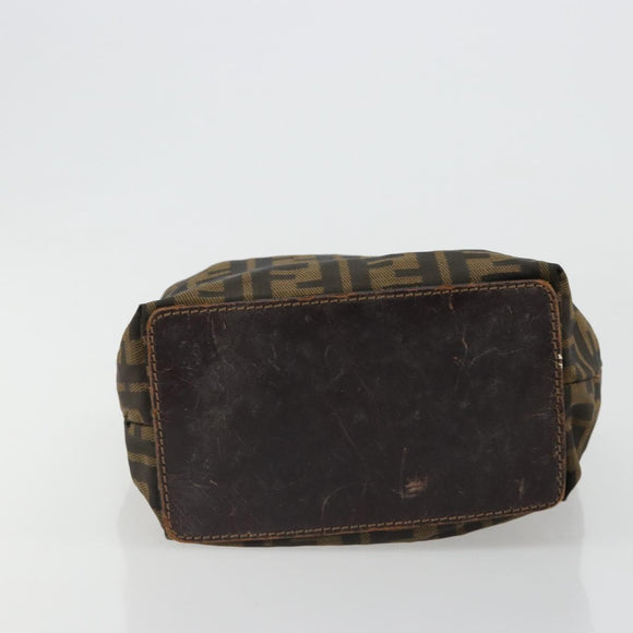FENDI Zucca Canvas Hand Bag Black Brown Auth 185020