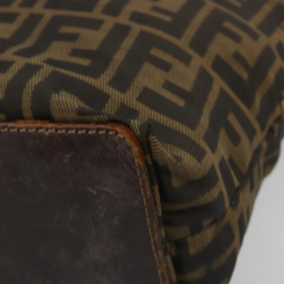 FENDI Zucca Canvas Hand Bag Black Brown Auth 185020