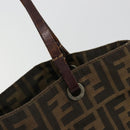 FENDI Zucca Canvas Hand Bag Black Brown Auth 185020-15