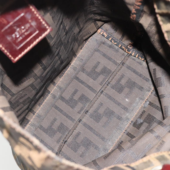 FENDI Zucca Canvas Hand Bag Black Brown Auth 185020