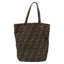 FENDI Zucca Canvas Hand Bag Black Brown Auth 185020-2