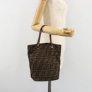 FENDI Zucca Canvas Hand Bag Black Brown Auth 185020-21