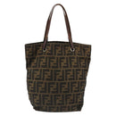 FENDI Zucca Canvas Hand Bag Black Brown Auth 185020-3