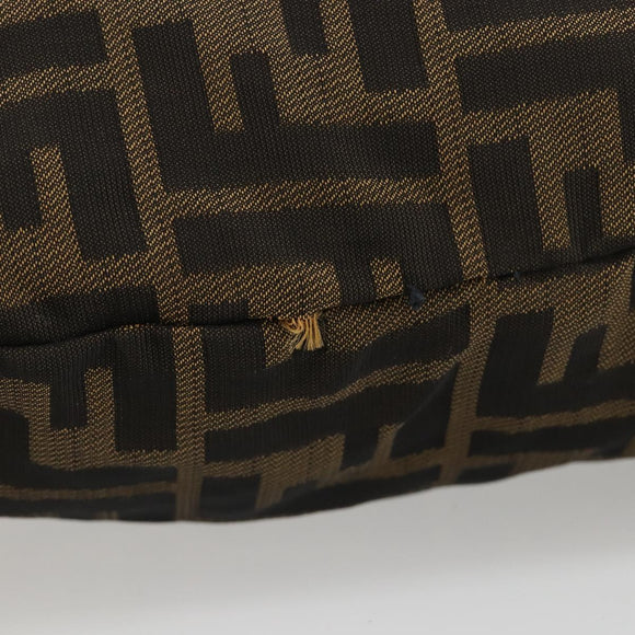 FENDI Zucca Canvas Hand Bag Black Brown Auth 185020