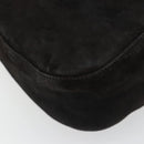 FENDI Mamma Baguette Schultertasche Wildleder Schwarz Gold Auth 185022-16