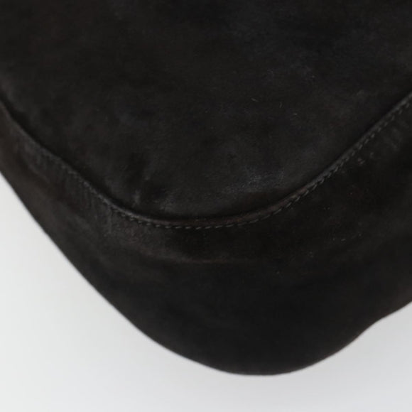 FENDI Mamma Baguette Schultertasche Wildleder Schwarz Gold Auth 185022