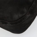 FENDI Mamma Baguette Schultertasche Wildleder Schwarz Gold Auth 185022-18