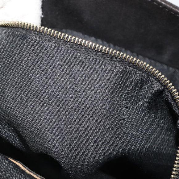 FENDI Mamma Baguette Schultertasche Wildleder Schwarz Gold Auth 185022