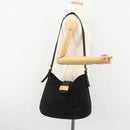 FENDI Mamma Baguette Schultertasche Wildleder Schwarz Gold Auth 185022-24