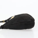 FENDI Mamma Baguette Schultertasche Wildleder Schwarz Gold Auth 185022-5