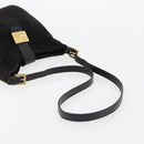 FENDI Mamma Baguette Schultertasche Wildleder Schwarz Gold Auth 185022-8