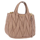 Miu Miu Matelasse Hand Bag Leather 2way Beige Gold Auth 185023-1