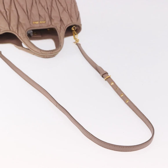 Miu Miu Matelasse Hand Bag Leather 2way Beige Gold Auth 185023