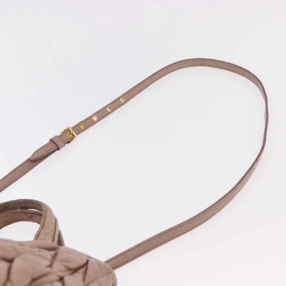 Miu Miu Matelasse Hand Bag Leather 2way Beige Gold Auth 185023