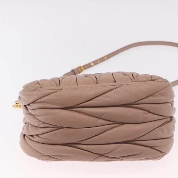 Miu Miu Matelasse Hand Bag Leather 2way Beige Gold Auth 185023