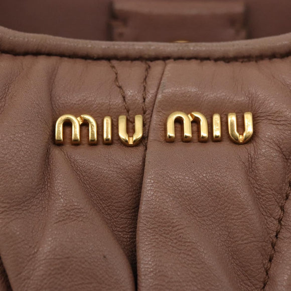 Miu Miu Matelasse Hand Bag Leather 2way Beige Gold Auth 185023