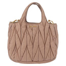 Miu Miu Matelasse Hand Bag Leather 2way Beige Gold Auth 185023-13