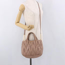 Miu Miu Matelasse Hand Bag Leather 2way Beige Gold Auth 185023-26