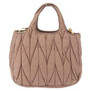 Miu Miu Matelasse Hand Bag Leather 2way Beige Gold Auth 185023-2