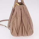 Miu Miu Matelasse Hand Bag Leather 2way Beige Gold Auth 185023-4