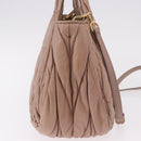 Miu Miu Matelasse Hand Bag Leather 2way Beige Gold Auth 185023-6