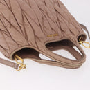 Miu Miu Matelasse Hand Bag Leather 2way Beige Gold Auth 185023-14