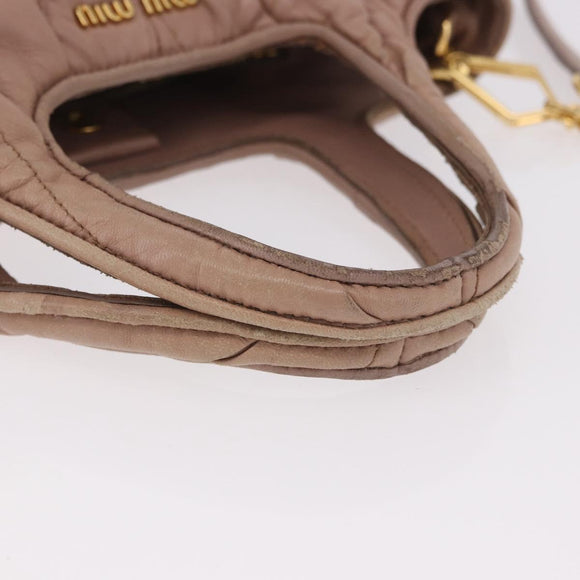 Miu Miu Matelasse Hand Bag Leather 2way Beige Gold Auth 185023