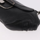 PRADA Chain Shoulder Bag Leather Black Silver Auth 185024SAM-16