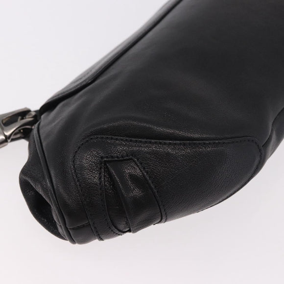 PRADA Chain Shoulder Bag Leather Black Silver Auth 185024SAM