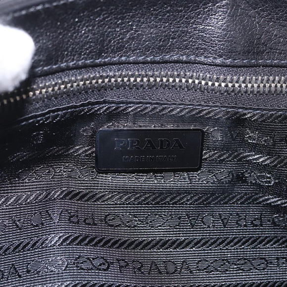 PRADA Chain Shoulder Bag Leather Black Silver Auth 185024SAM