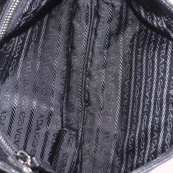 PRADA Chain Shoulder Bag Leather Black Silver Auth 185024SAM