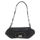 PRADA Chain Shoulder Bag Leather Black Silver Auth 185024SAM-13