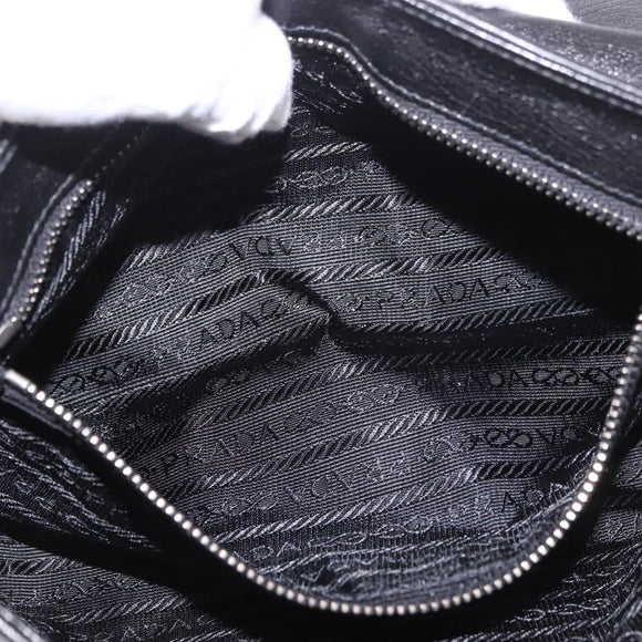 PRADA Chain Shoulder Bag Leather Black Silver Auth 185024SAM