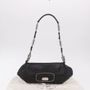 PRADA Chain Shoulder Bag Leather Black Silver Auth 185024SAM-12