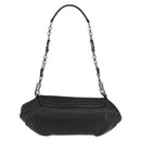 PRADA Chain Shoulder Bag Leather Black Silver Auth 185024SAM-2