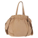 PRADA Tote Bag Canvas Leather 2way Beige Gold Auth 185028V-1