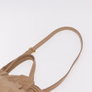PRADA Tote Bag Canvas Leather 2way Beige Gold Auth 185028V-15