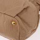 PRADA Tote Bag Canvas Leather 2way Beige Gold Auth 185028V-16