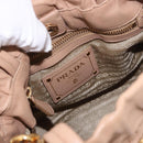 PRADA Tote Bag Canvas Leather 2way Beige Gold Auth 185028V-20