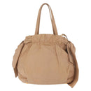 PRADA Tote Bag Canvas Leather 2way Beige Gold Auth 185028V-13