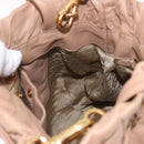 PRADA Tote Bag Canvas Leather 2way Beige Gold Auth 185028V-22