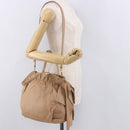 PRADA Tote Bag Canvas Leather 2way Beige Gold Auth 185028V-25