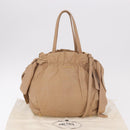 PRADA Tote Bag Canvas Leather 2way Beige Gold Auth 185028V-12