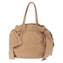PRADA Tote Bag Canvas Leather 2way Beige Gold Auth 185028V-2