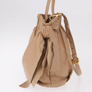 PRADA Tote Bag Canvas Leather 2way Beige Gold Auth 185028V-4