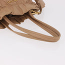 PRADA Tote Bag Canvas Leather 2way Beige Gold Auth 185028V-7